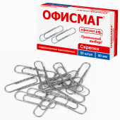 Скрепки большие 50 мм, ОФИСМАГ, оцинкованные, гофрированные, 50 шт., в картонной коробке, 223090 за 70 ₽. Скрепки канцелярские.  Доставка по РФ. Без переплат!