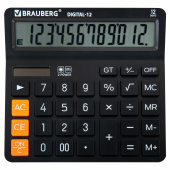 Калькулятор настольный BRAUBERG DIGITAL-12-BK (151х152 мм), 12 разрядов, двойное питание, ЧЕРНЫЙ, 272968 за 756 ₽. Калькуляторы настольные.  Доставка по РФ. Без переплат!