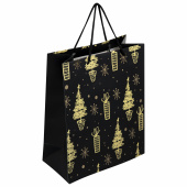 Пакет подарочный (1 штука) новогодний 26x13x32 см, ЗОЛОТАЯ СКАЗКА "Black&Gold", фольга, чёрный, 608236 за 82 ₽. Пакеты подарочные новогодние.  Доставка по РФ. Без переплат!