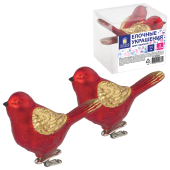 Украшение ёлочное "Птички" 2 шт., 11 см, пластик, цвет: красный/золотистый, ЗОЛОТАЯ СКАЗКА, 590893 за 185 ₽. Елочные украшения.  Доставка по РФ. Без переплат!