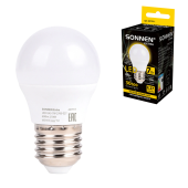 Лампа светодиодная SONNEN EXTRA, 7 (60) Вт, E27, шар, теплый белый, 30000 ч, LED G45-7W-2700-Е27, 457911 за 61 ₽. Лампы светодиодные.  Доставка по РФ. Без переплат!