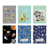 Блокнот МАЛЫЙ ФОРМАТ А7 75x105 мм, 40 л., гребень, фольга, TWIN лак, клетка, "МИКС 4" (6 видов), 099111 за 29 ₽. Блокноты.  Доставка по РФ. Без переплат!