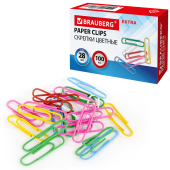 Скрепки EXTRA BRAUBERG 28 мм цветные 100 штук, 271313 за 63 ₽. Скрепки канцелярские.  Доставка по РФ. Без переплат!