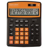 Калькулятор настольный BRAUBERG EXTRA COLOR-12-BKRG (206x155 мм), 12 разрядов, двойное питание, ЧЕРНО-ОРАНЖЕВЫЙ, 250478 за 988 ₽. Калькуляторы настольные.  Доставка по РФ. Без переплат!