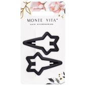 Заколки для волос НАБОР 2 шт., 5,5 см, клик-клак, soft touch, чёрный, MONTE VITA, 457081 за 65 ₽. Заколки для волос.  Доставка по РФ. Без переплат!