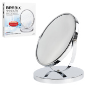 Зеркало настольное BRABIX, круглое, диаметр 17 см, двустороннее, с увеличением, металлическая рамка, 607422 за 952 ₽. Зеркала.  Доставка по РФ. Без переплат!