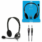 Наушники с микрофоном (гарнитура) LOGITECH H110, проводная, компьютерная, 1,83 м, стерео, 2 x mini jack 3,5 мм, черная, 981-000271 за 2 053 ₽. Гарнитуры.  Доставка по РФ. Без переплат!