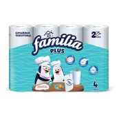 Полотенца бумажные бытовые, спайка 4 шт., 2-слойные (4х12 м), FAMILIA PLUS, 22,7x12 см, белые, 5083816 за 233 ₽. Полотенца бумажные офисно-бытовые.  Доставка по РФ. Без переплат!