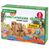 Песок для лепки кинетический, 3 цвета, 3 кг, коробка-песочница, BRAUBERG KIDS, 666009 за 924 ₽. Песок для лепки.  Доставка по РФ. Без переплат!