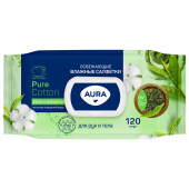 Салфетки влажные 120 шт, AURA освежающие, крышка клапан ш/к 10383, 12827 за 149 ₽. Салфетки влажные.  Доставка по РФ. Без переплат!