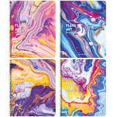 Тетрадь А5 80 л. BRAUBERG гребень, клетка, обложка картон, "Colorful Art" (микс в спайке), 404414 за 77 ₽. Тетради более 60 листов.  Доставка по РФ. Без переплат!