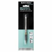 Карандаш механический 0,7 мм, BRAUBERG "Black Jack", металлический корпус, ластик, резиновый грип, 180467 за 189 ₽. Карандаши механические.  Доставка по РФ. Без переплат!