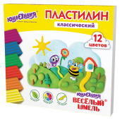 Пластилин классический ЮНЛАНДИЯ "ВЕСЁЛЫЙ ШМЕЛЬ", 12 цветов, 240 грамм, стек, ВЫСШЕЕ КАЧЕСТВО, 106431 за 115 ₽. Пластилин.  Доставка по РФ. Без переплат!