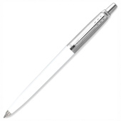Ручка шариковая PARKER "Jotter Orig White", корпус белый, детали нержавеющая сталь, синяя, RG0032930 за 1 293 ₽. Ручки шариковые подарочные.  Доставка по РФ. Без переплат!