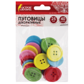 Пуговицы декоративные "Круглые", пластик, 25 мм, 5 цветов, 40 г, ОСТРОВ СОКРОВИЩ, 661402 за 245 ₽. Пуговицы для творчества.  Доставка по РФ. Без переплат!