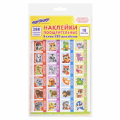 Наклейки бумажные поощрительные, АССОРТИ 280 наклеек, 16х10 см, глиттер, ЮНЛАНДИЯ, 665521 за 131 ₽. Наклейки.  Доставка по РФ. Без переплат!