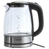 Чайник SONNEN KT-1788, 1,7 л, 2200 Вт, закрытый нагревательный элемент, стекло, черный, подсветка, 454349 за 2 305 ₽. Чайники.  Доставка по РФ. Без переплат!