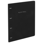 Тетрадь на кольцах БОЛЬШАЯ А4, 240х310 мм, 120 л., под кожу, BRAUBERG VISTA, "Minimal", черный, 405203 за 660 ₽. Тетради на кольцах.  Доставка по РФ. Без переплат!
