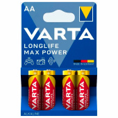 Батарейки алкалиновые "пальчиковые" КОМПЛЕКТ 4 шт., VARTA LONGLIFE MAX POWER, АА (LR6, 24А), блистер, 4706101404 за 534 ₽. Батарейки.  Доставка по РФ. Без переплат!