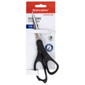 Ножницы BRAUBERG "NUMBER ONE", 210 мм, черные, 3-сторонняя заточка, эргономичные ручки, 238850 за 83 ₽. Ножницы универсальные.  Доставка по РФ. Без переплат!