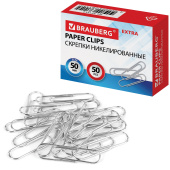 Скрепки большие EXTRA BRAUBERG 50 мм никелированные 50 штук, 271314 за 64 ₽. Скрепки канцелярские.  Доставка по РФ. Без переплат!