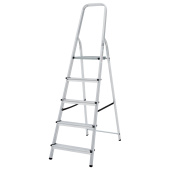 Стремянка алюминиевая 5 ступеней, высота площадки 1,04м, дуга безопасности 0,6м, площадка 26х26см, до 150кг, вес 4кг, НОВАЯ ВЫСОТА, 1110105 за 5 609 ₽. Лестницы и стремянки.  Доставка по РФ. Без переплат!