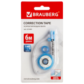 Корректирующая лента BRAUBERG, 5 мм х 6 м, в блистере, 221685 за 102 ₽. Корректирующие ленты.  Доставка по РФ. Без переплат!