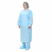 Халат хирургический нестерильный 140 см, 52-54 р., манжета, спанбонд 25 г/м2, ГЕКСА, голубой за 184 ₽. Одноразовая медицинская одежда.  Доставка по РФ. Без переплат!
