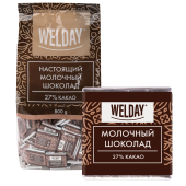Шоколад порционный высшего качества WELDAY (ВЭЛДЭЙ) "Молочный 27%", 800 г (160 плиток по 5 г), пакет, 622406 за 1&nbsp;902 ₽. Шоколад.  Доставка по РФ. Без переплат!
