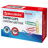 Скрепки EXTRA BRAUBERG 28 мм цветные 100 штук, 271313 за 62 ₽. Скрепки канцелярские.  Доставка по РФ. Без переплат!