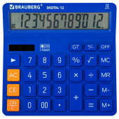 Калькулятор настольный BRAUBERG DIGITAL-12-BL (151х152 мм), 12 разрядов, двойное питание, СИНИЙ, 272969 за 756 ₽. Калькуляторы настольные.  Доставка по РФ. Без переплат!