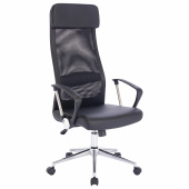 Кресло офисное BRABIX "Flight R EX-541", хром, экокожа, сетка, черное, 532516 за 14 075 ₽. Кресла для руководителей.  Доставка по РФ. Без переплат!