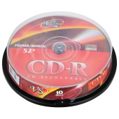 Диски CD-R VS 700 Mb 52x Cake Box (упаковка на шпиле), КОМПЛЕКТ 10 шт., VSCDRCB1001 за 393 ₽. Диски CD, DVD, BD (Blu-ray). Доставка по РФ. Без переплат!