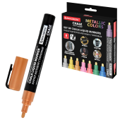 Маркеры меловые CHALK LIQUID MARKER, МЕТАЛЛИК, НАБОР 8 ЦВЕТОВ, 3 мм, стираемые, BRAUBERG "CHALK", 152599 за 670 ₽. Маркеры меловые.  Доставка по РФ. Без переплат!