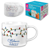 Кружка новогодняя 420 мл, "Гирлянда", 10х9 см, каменная керамика, ЗОЛОТАЯ СКАЗКА, 592546 за 358 ₽. Новогодние сувениры.  Доставка по РФ. Без переплат!