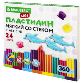 Пластилин мягкий восковой BRAUBERG KIDS, 24 цвета, 360 г, со стеком, 106498 за 327 ₽. Пластилин.  Доставка по РФ. Без переплат!