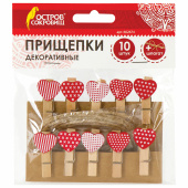Прищепки декоративные "Сердечки", 10 штук, 3,5 см, ассорти, со шпагатом, ОСТРОВ СОКРОВИЩ, 662674 за 168 ₽. Прищепки для творчества.  Доставка по РФ. Без переплат!