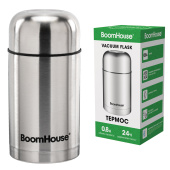 Термос 0,8 л для еды/напитков с широким горлом, BOOMHOUSE (БУМХАУС) WIDE, нержавеющая сталь SUS304, серебристый, 700319 за 831 ₽. Термосы.  Доставка по РФ. Без переплат!