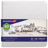 Скетчбук, слоновая кость 140 г/м2 120х120 мм, 80 л., КОЖЗАМ, резинка, BRAUBERG ART CLASSIC, белый, 113189 за 275 ₽. Альбомы, скетчбуки и бумага для графики и эскизов.  Доставка по РФ. Без переплат!