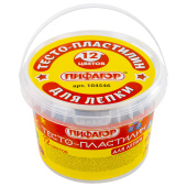 Пластилин на растительной основе (тесто для лепки) ПИФАГОР, 12 цветов, 360 г, пластиковое ведро, 104546 за 200 ₽. Пластилин.  Доставка по РФ. Без переплат!