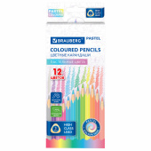 Карандаши цветные BRAUBERG PASTEL, 12 пастельных цветов, трехгранные, грифель 3 мм, натуральное дерево, 181850 за 119 ₽. Карандаши цветные.  Доставка по РФ. Без переплат!