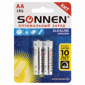 Батарейки КОМПЛЕКТ 2 шт., SONNEN Alkaline, АА (LR6, 15А), алкалиновые, пальчиковые, блистер, 451084 за 58 ₽. Батарейки.  Доставка по РФ. Без переплат!