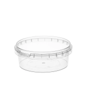 Банка с крышкой 385 мл, пластиковая под пресервы с контрольным замком, диаметр 122 мм, ВЗЛП, 1214КП за 13 ₽. Контейнеры одноразовые.  Доставка по РФ. Без переплат!