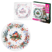 Тарелка сервировочная новогодняя 23 см, "Снегирь", каменная керамика, ЗОЛОТАЯ СКАЗКА, 592549 за 424 ₽. Новогодние сувениры.  Доставка по РФ. Без переплат!