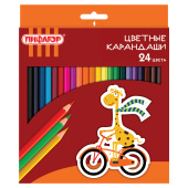 Карандаши цветные ПИФАГОР "ЖИРАФ", 24 цвета, шестигранные, 181252 за 113 ₽. Карандаши цветные.  Доставка по РФ. Без переплат!