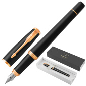 Ручка перьевая PARKER "Urban Core Muted Black GT", черный матовый лак, позолота, синяя, 1931593 за 8 556 ₽. Ручки перьевые подарочные.  Доставка по РФ. Без переплат!