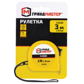 Рулетка измерительная 3 м х 16 мм, пластиковый корпус, с фиксатором, ГРАНДМАСТЕР Classic, 671360 за 68 ₽. Рулетки.  Доставка по РФ. Без переплат!