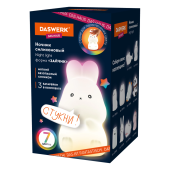 Ночник силиконовый LED "Зайчик" 54x63x95 мм, белый свет/RGB, на батарейках (в комплекте), DASWERK (ДАСВЕРК), 238933 за 335 ₽. Светильники-ночники.  Доставка по РФ. Без переплат!