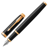 Ручка перьевая PARKER "IM Core Black Lacquer GT", черный глянцевый лак, позолота, синяя, 1931645 за 5&nbsp;771 ₽. Ручки перьевые подарочные.  Доставка по РФ. Без переплат!