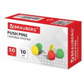 Кнопки канцелярские BRAUBERG, металлические, цветные, 10 мм, 50 шт., в картонной коробке, 220554 за 29 ₽. Кнопки канцелярские.  Доставка по РФ. Без переплат!